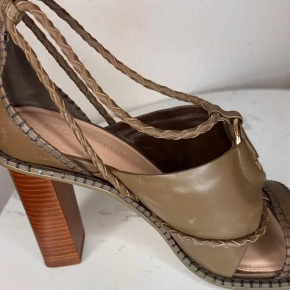 Ulla Johnson Leather Sandals Whipstitch Trim Multi Strap Ankle‎ - 40 / 9.5-10 - Picture 11 of 16